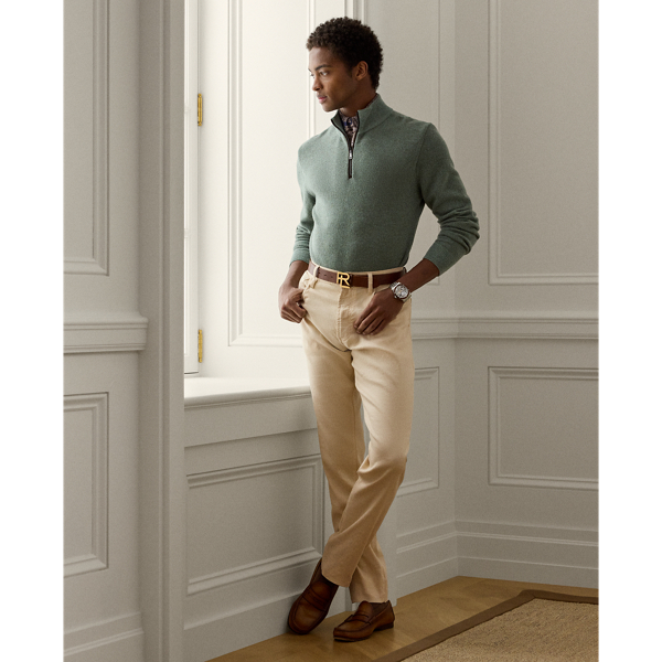 Ralph Lauren Slim Fit Stretch Linen-cotton Jean In Vintage Cream
