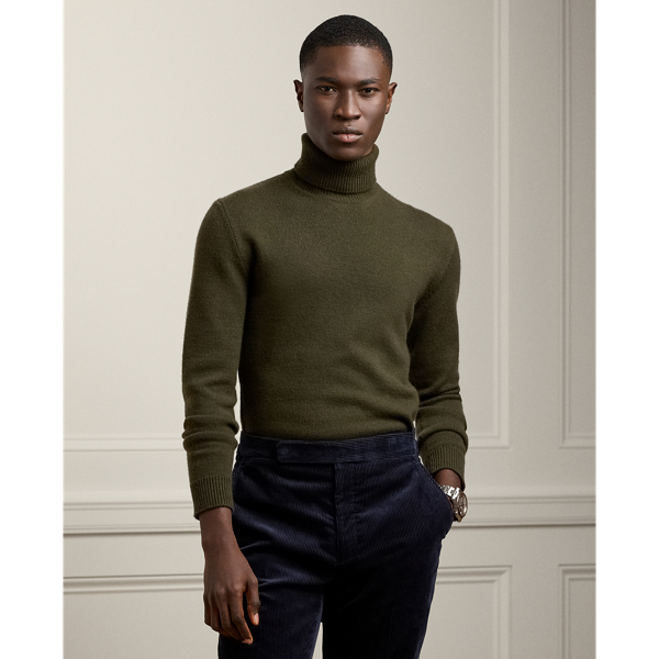 Ralph Lauren Purple Label Cashmere Turtleneck Sweater In Forest Night