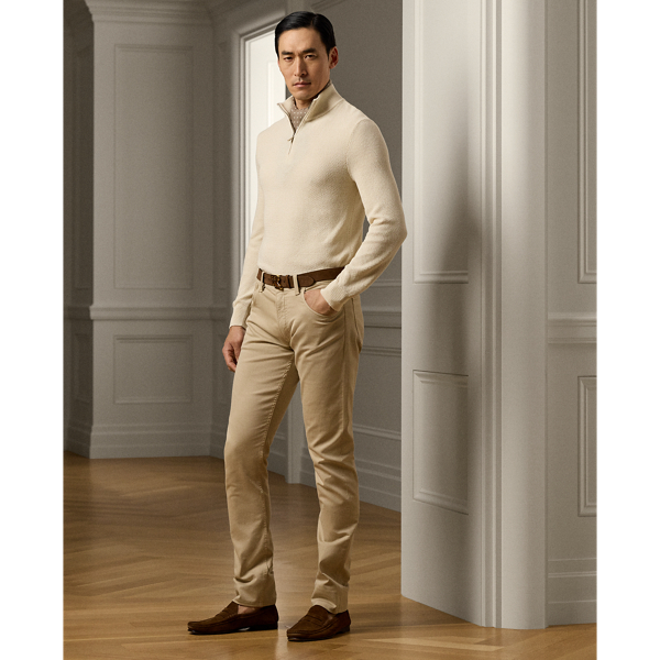 Ralph Lauren Slim Fit Stretch Dobby Pant In Oatmeal