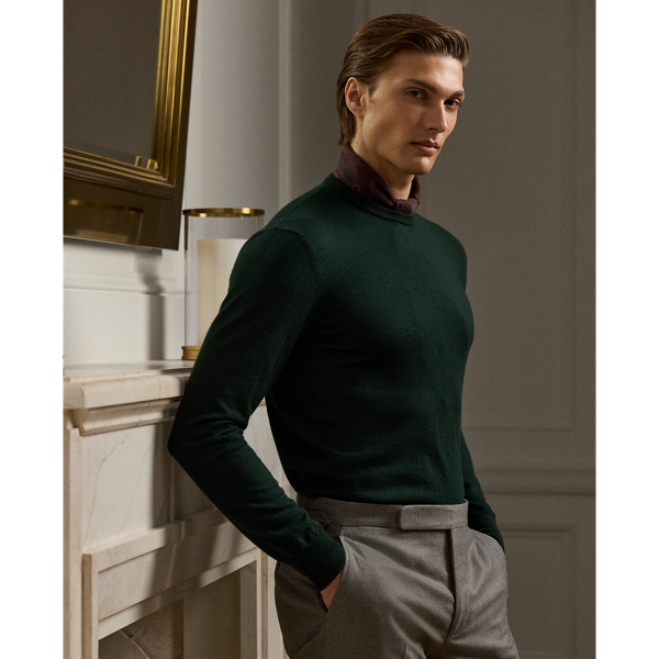 Ralph Lauren Purple Label Cashmere Crewneck Sweater In Carriage Green