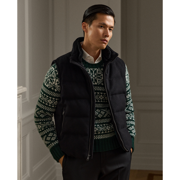 Gilet en duvet bordé de peau lainée - Purple Label - Modalova