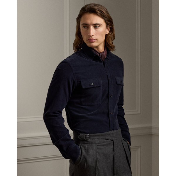 Chemise velours côtelé coton cachemire - Purple Label - Modalova