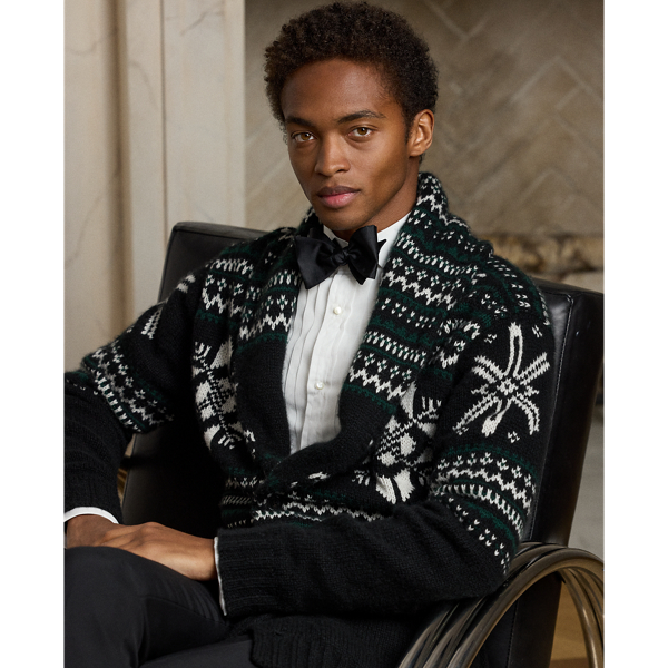 Cardigan col châle tricoté à la main - Purple Label - Modalova