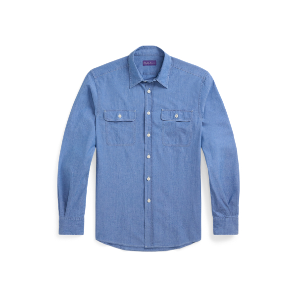 Ralph Lauren Washed Chambray Shirt In Medium Bermuda Wash