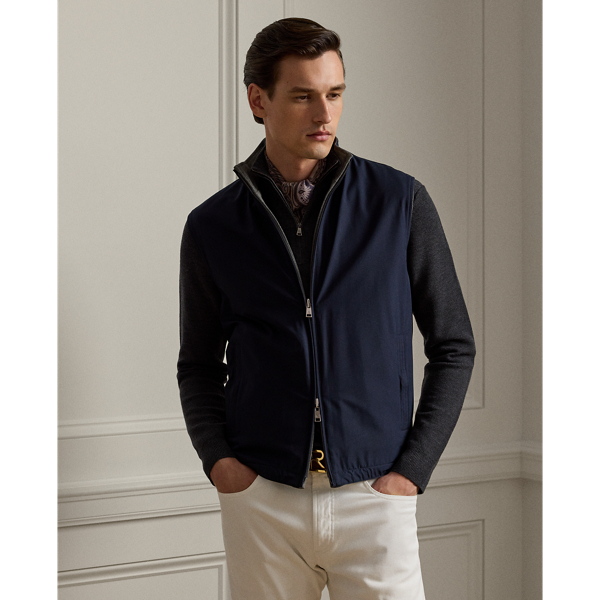 Ralph Lauren Jeffries Stretch Vest In Medium Grey Melange/navy