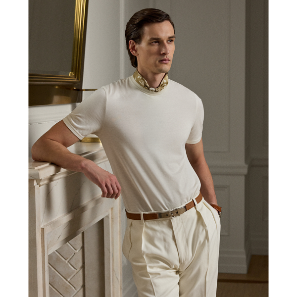 T-shirt col rond en piqué de laine - Purple Label - Modalova