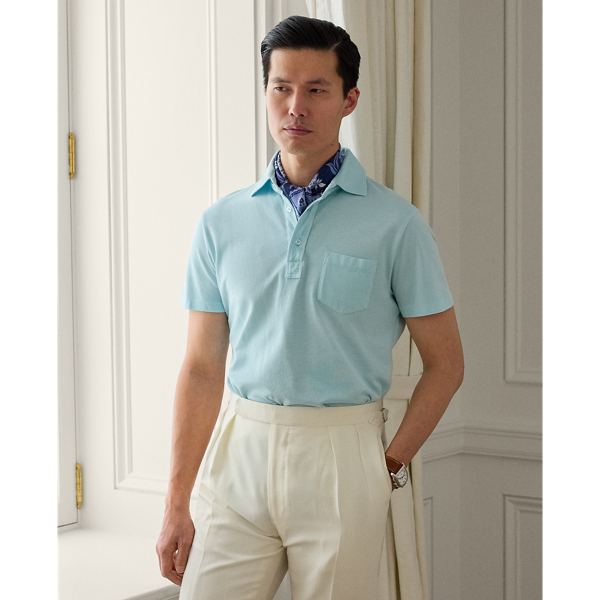 Ralph Lauren Custom Slim Fit Washed Piqué Polo Shirt In Corydalis Blue