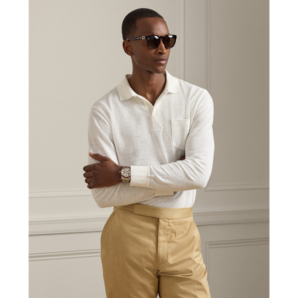 Ralph Lauren Linen-cotton Piqué Polo Shirt In White