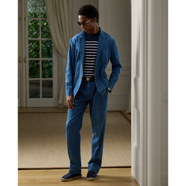 Pantalon fait main en denim de coton-lin - Purple Label - Modalova