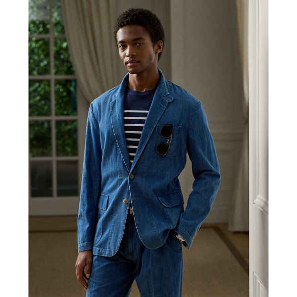 Blazer en denim de coton et lin indigo - Purple Label - Modalova