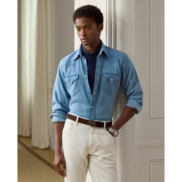 Cotton-Linen Denim Western Shirt