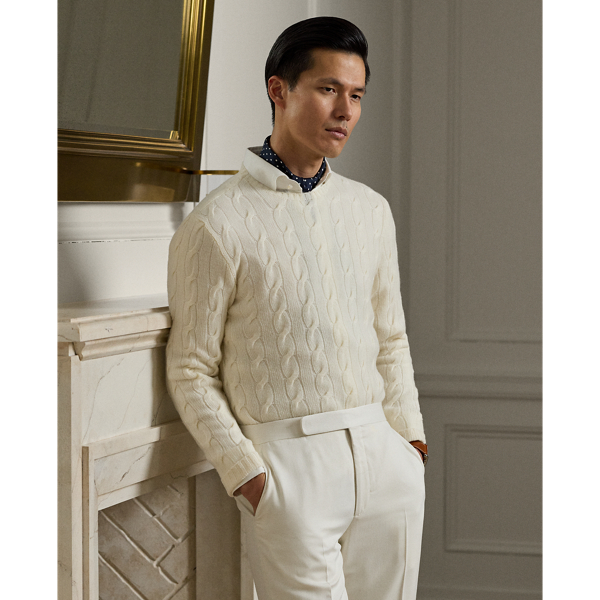 Ralph Lauren Cable-knit Cashmere Sweater In Classic Cream