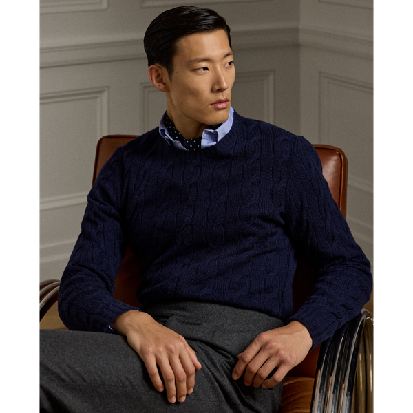 Ralph Lauren Cable-knit Cashmere Sweater In Classic Chairman Navy