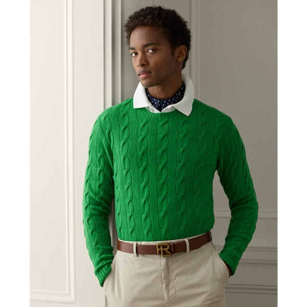 Ralph Lauren Cable-knit Cashmere Sweater In Nautical Green