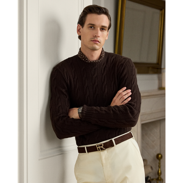 Ralph Lauren Cable-knit Cashmere Sweater In Brown