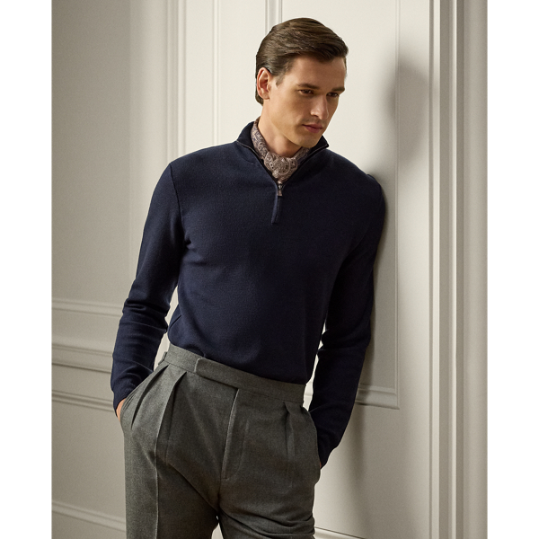 This jumper pays homage to  Ralph Lauren Lauren's legendary Polo shirt with its distinctive double-piqué construction, which echoes the iconic mesh texture. The use of worsted wool yarn from Italy demonstrates Purple Label's dedication to superior materials and impeccable craftsmanship.
