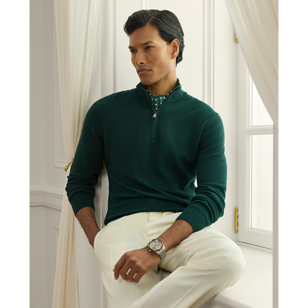 Pull demi-zippé en laine piquée - Purple Label - Modalova