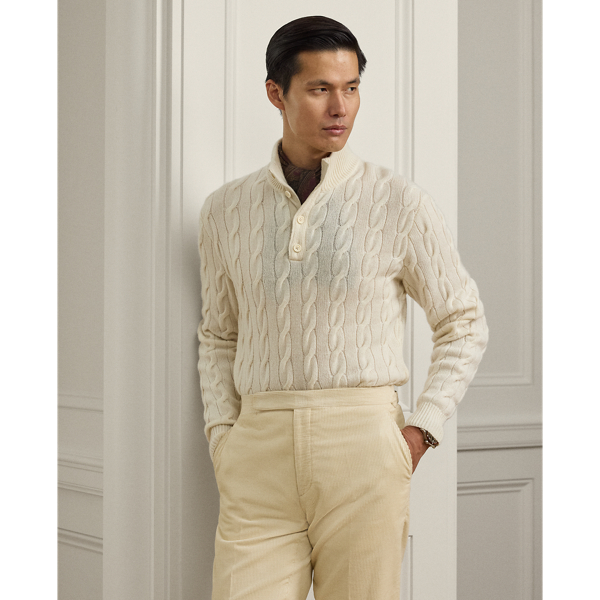 Pull torsadé à col cheminée en cachemire - Purple Label - Modalova