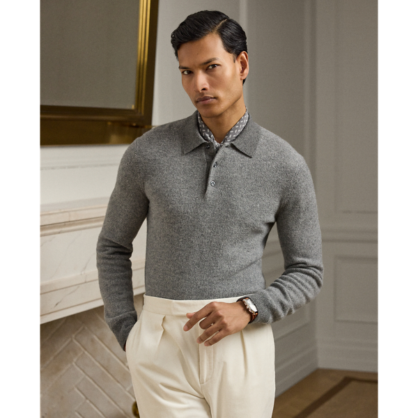 Pull col polo œil-de-perdrix cachemire - Purple Label - Modalova