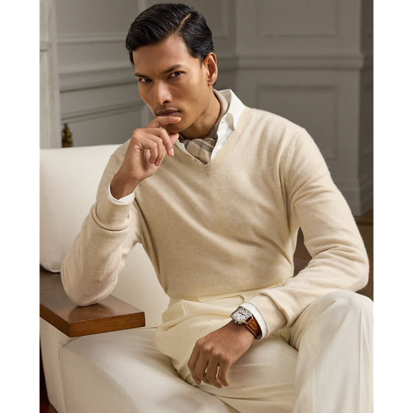 Pull col en V cachemire - Purple Label - Modalova