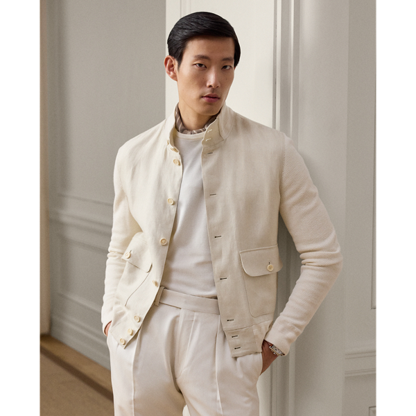 Cardigan en soie mélangée à pans en lin - Purple Label - Modalova
