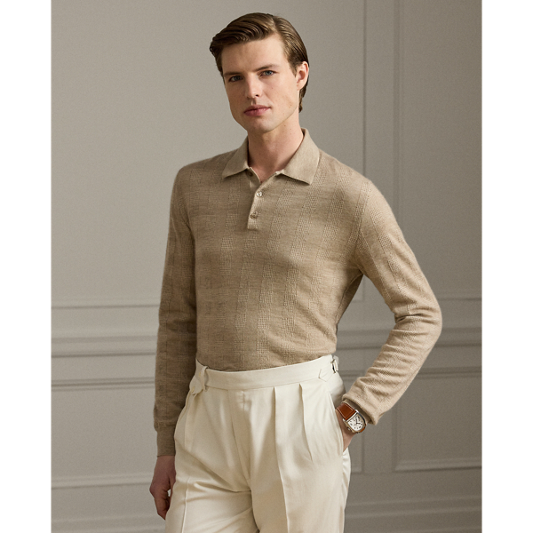 Pull col polo prince-de-galles cachemire - Purple Label - Modalova