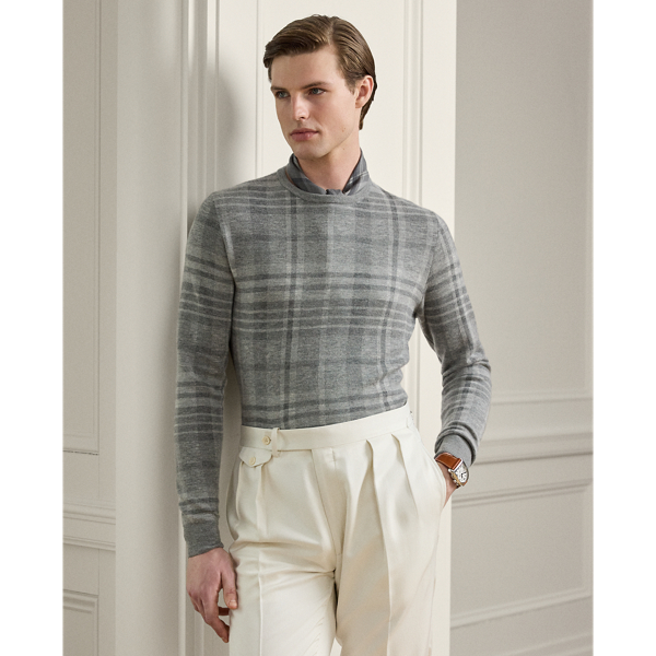 Pull col rond en cachemire et soie - Purple Label - Modalova
