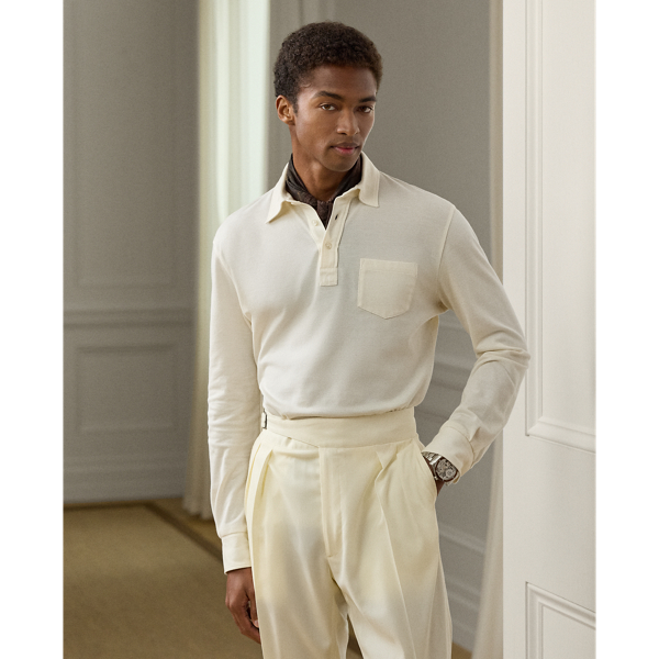 Ralph Lauren Cotton-cashmere Piqué Polo Shirt In White