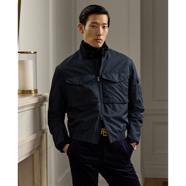 Ralph Lauren Twill Flight Jacket In Blue
