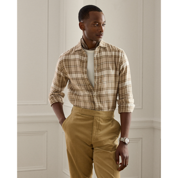 Chemise écossaise en lin et coton - Purple Label - Modalova