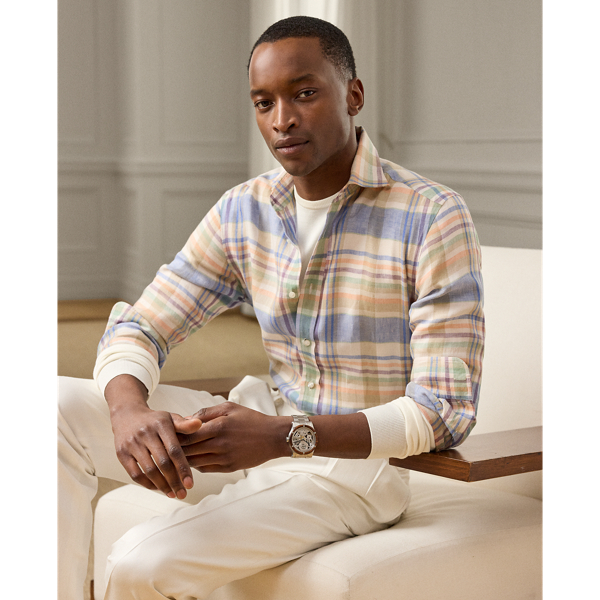 Ralph Lauren Plaid Linen Shirt In Multi