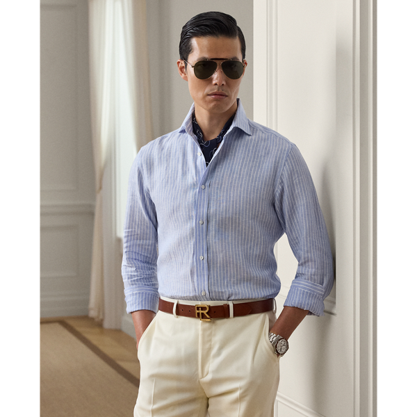 Chemise en lin rayé - Purple Label - Modalova