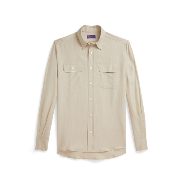 Ralph Lauren Silk-linen Shirt In Neutral