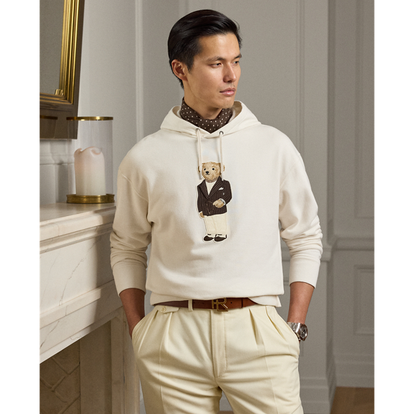 Ralph Lauren Polo Bear Cotton-cashmere Fleece Hoodie In White