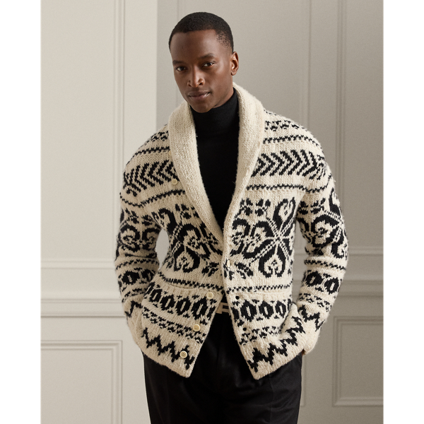 Ralph Lauren Shawl-collar Jacquard Cardigan In Neutral