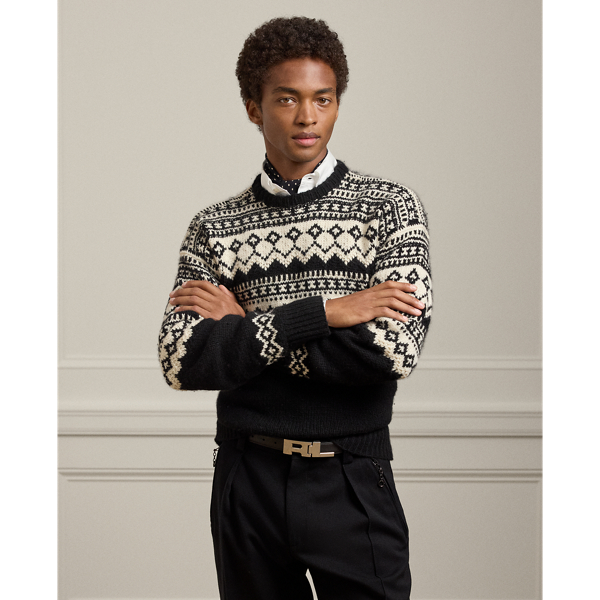 Ralph Lauren Fair Isle Cashmere Crewneck Sweater In Neutral