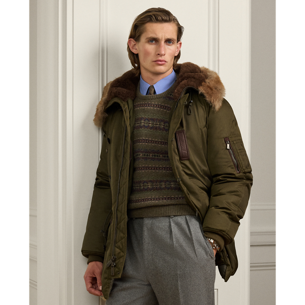 Ralph Lauren Shearling-trimmed Down Parka In Green