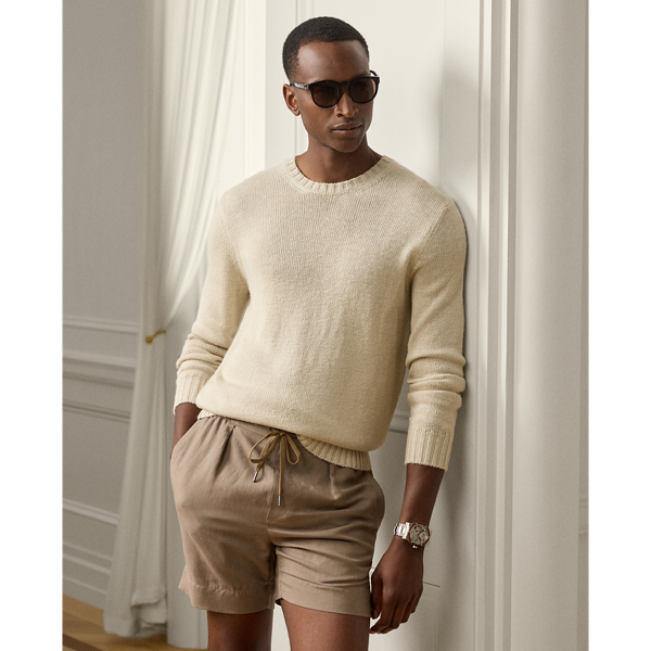 Ralph Lauren Silk-linen Crewneck Sweater In Neutral
