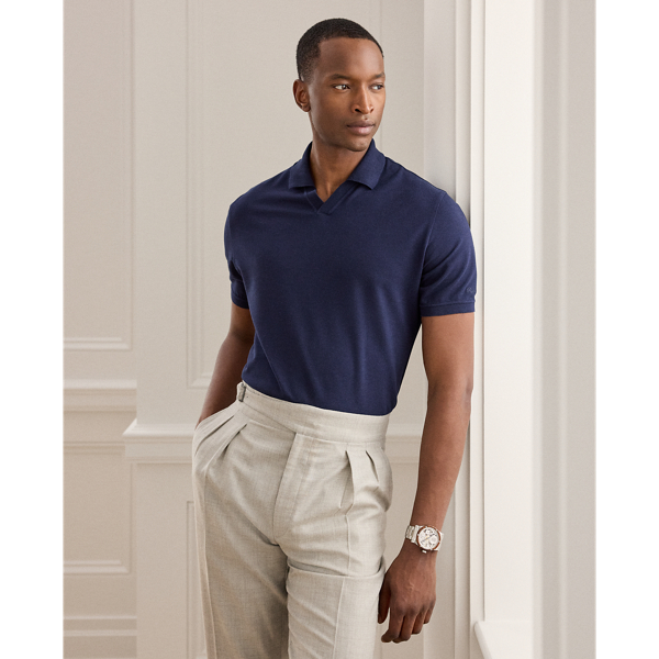 Cotton-Cashmere Piqué Polo Shirt