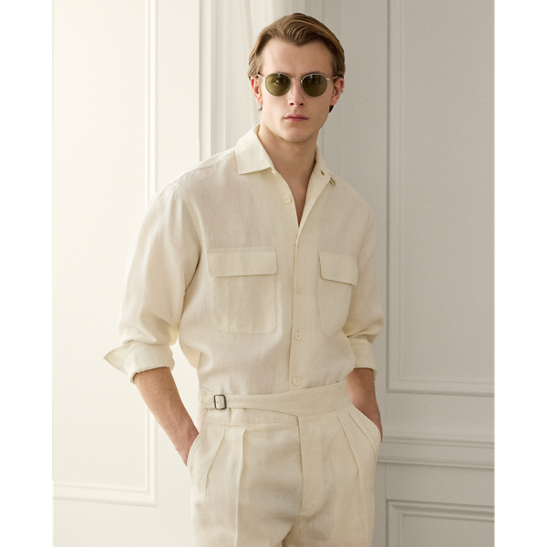 Relaxed Fit Windowpane Linen Shirt