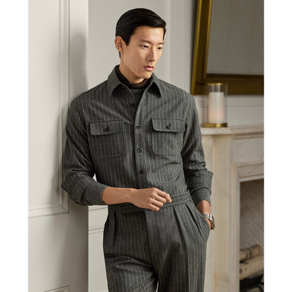 Chalk-Stripe Wool Flannel Shirt