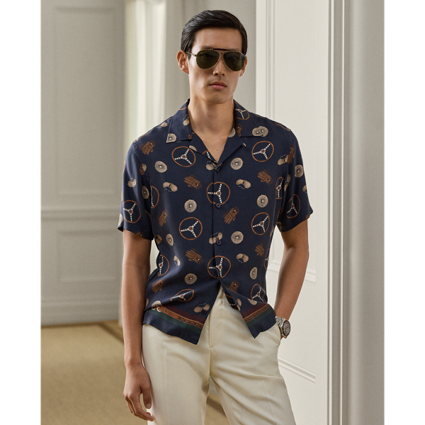 Printed Silk Camp Shirt
