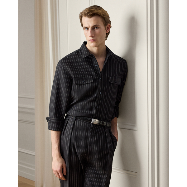 Pinstripe Wool-Linen Shirt