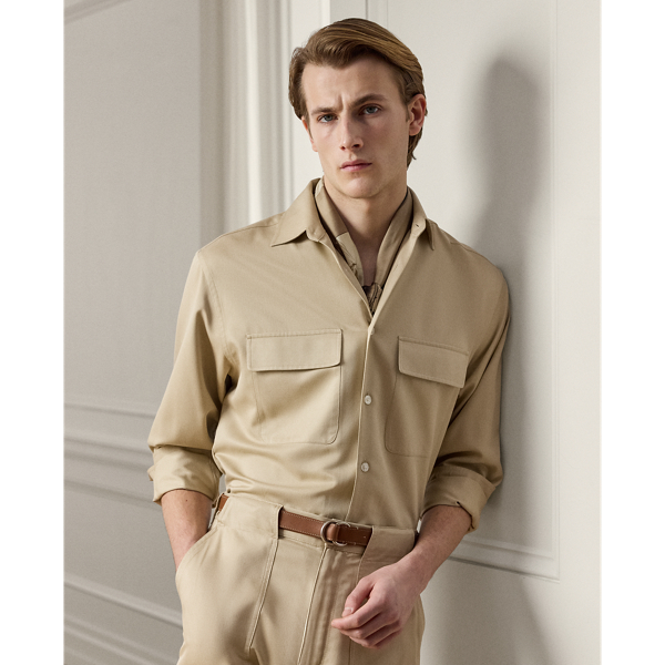 Relaxed Fit Silk Trench Shirt