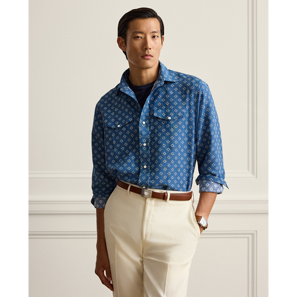 Relaxed Fit Linen-Silk Western Shirt
