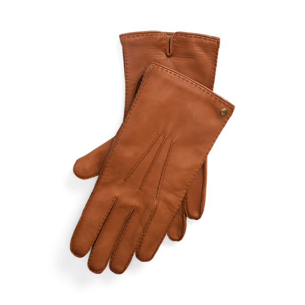 Ralph Lauren Cashmere-lined Lambskin Gloves In Rl Gold