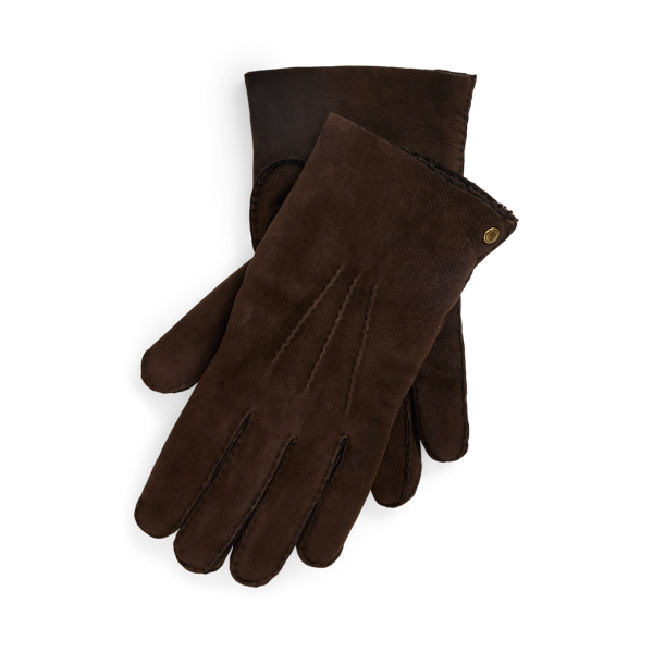 Ralph Lauren Lamb-shearling Gloves In Luggage Brown
