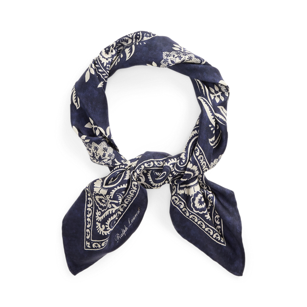 Foulard soie habotai motif cachemire - Purple Label - Modalova