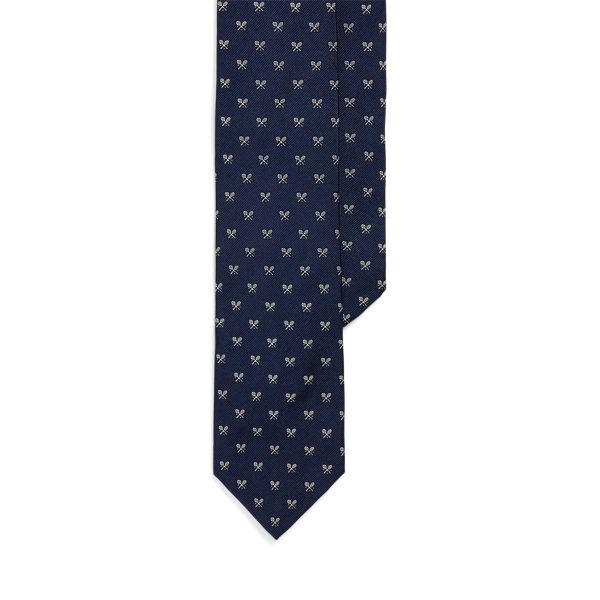 Cravate motif raquettes en reps de soie - Purple Label - Modalova