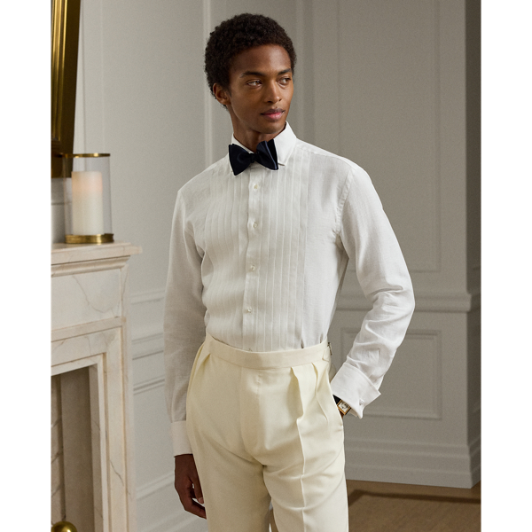 NM x RL French cuff linen tuxedo shirt